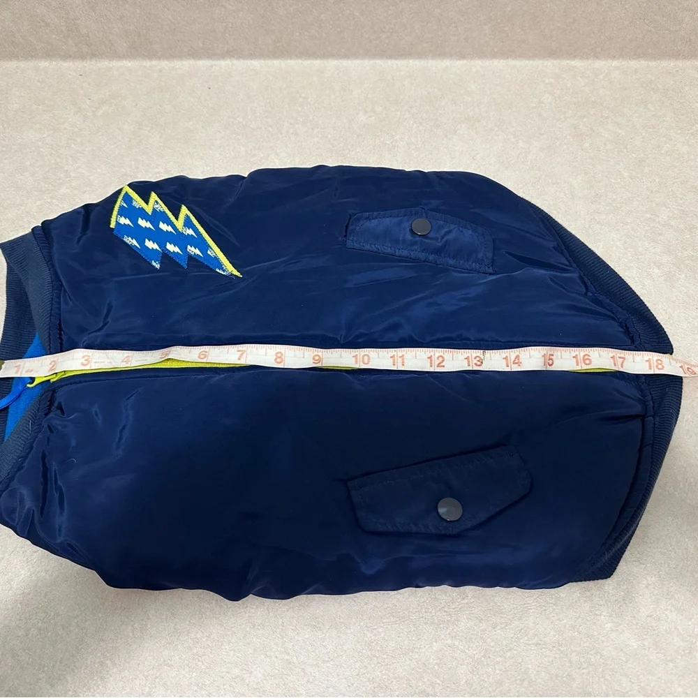 Navy Blue Dog Jacket with Yellow Trim